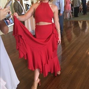 Free people red halter wrap dress